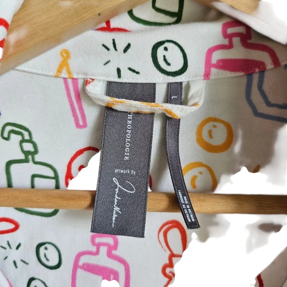 Anthropologie Colorful Patterned Womens Pajama Shirt Size Large - Picture 4 of 8